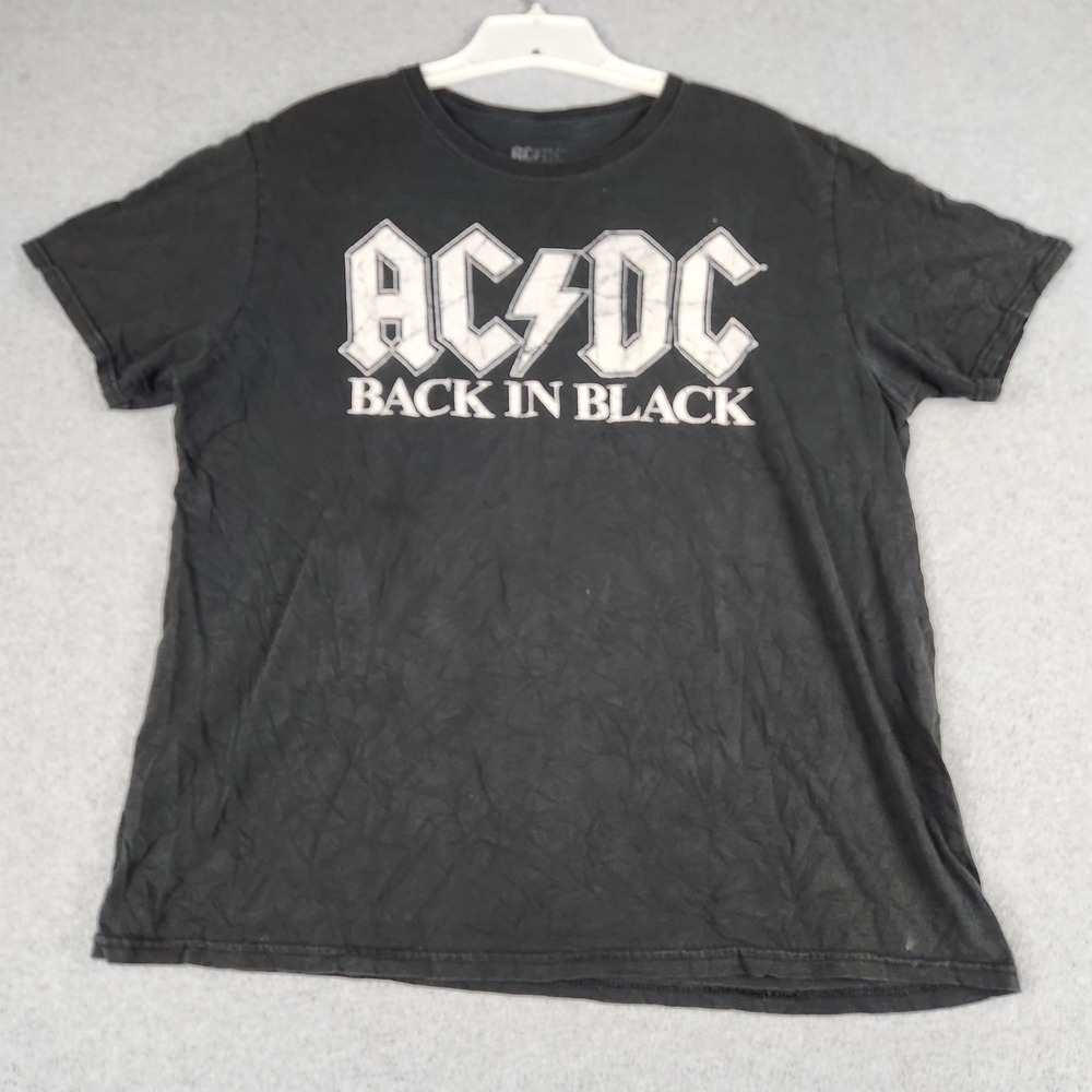 AC/DC Band Rock T-Shirt Mens XL Black Back In Black Graphic Short Sleeve Tee